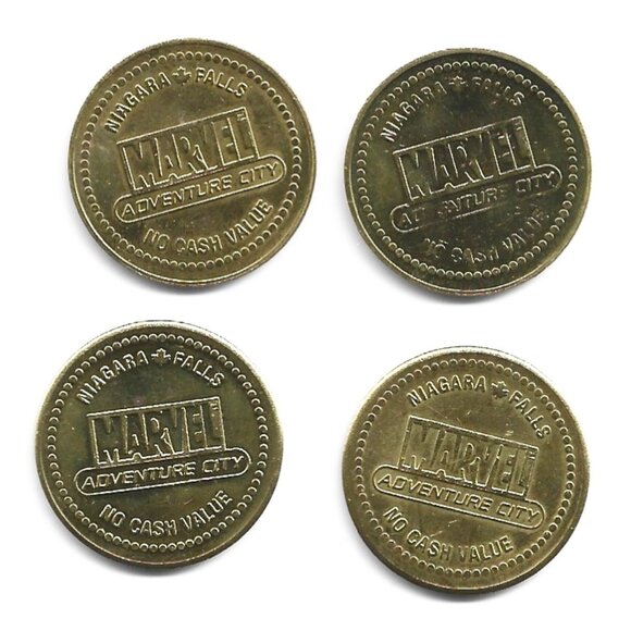 Marvel Adventure City Niagara Falls Set of 4 Superhero Video Arcade Tokens (8-4) - Picture 2 of 2